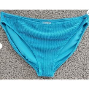 CYN & LUCA Textured Bikini Bottom Women's M Blue Elastic Waist Pull On